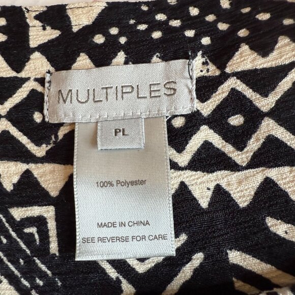 Multiples Women’s PL Jacket – Black & Cream Tribal Geometric Print Button Front - Picture 3 of 10